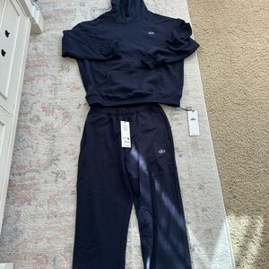 Alo Navy Blue Hoodie and sweatpants set